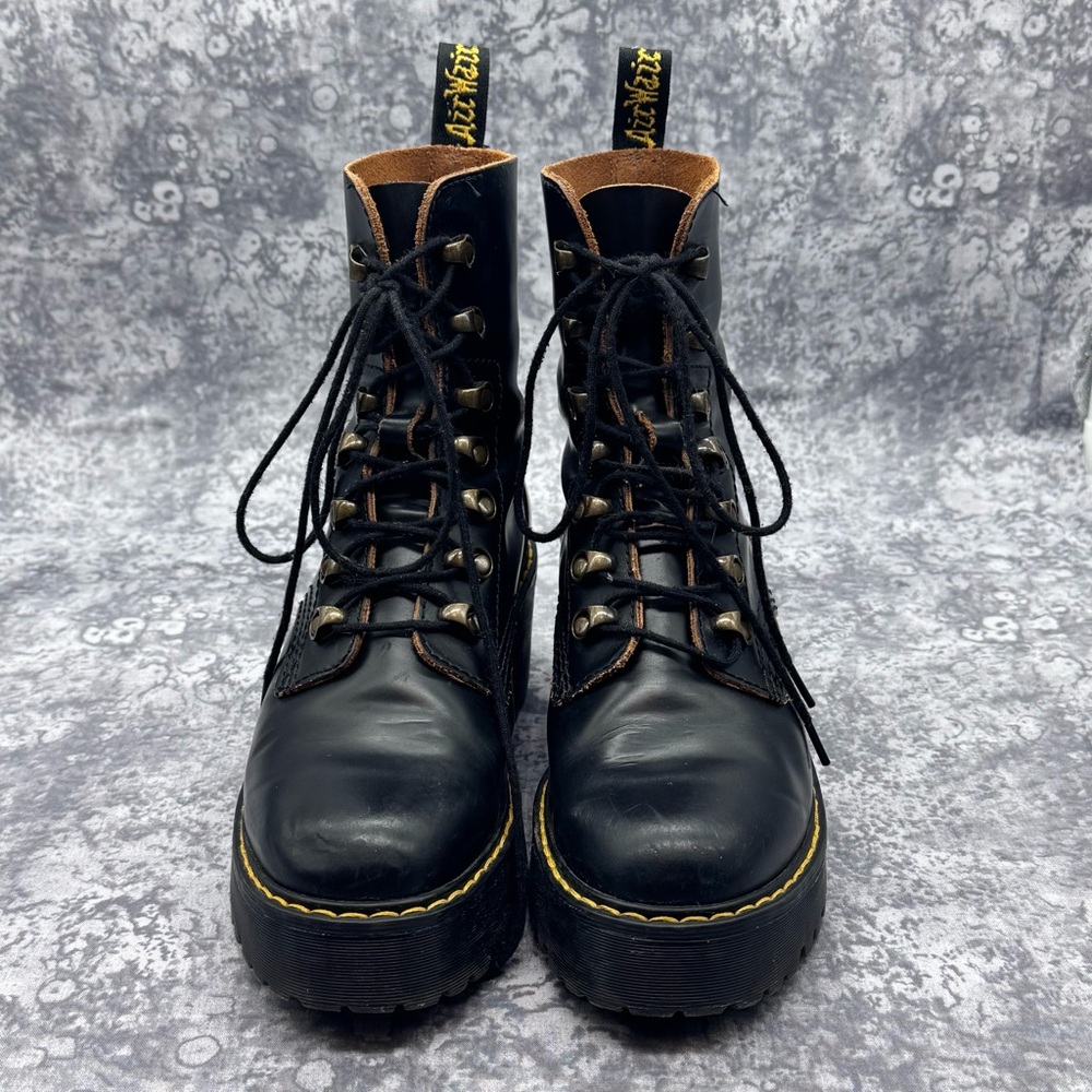 Dr. Martens Black Leather Platform Boots (Leona) - Picture 4 of 9